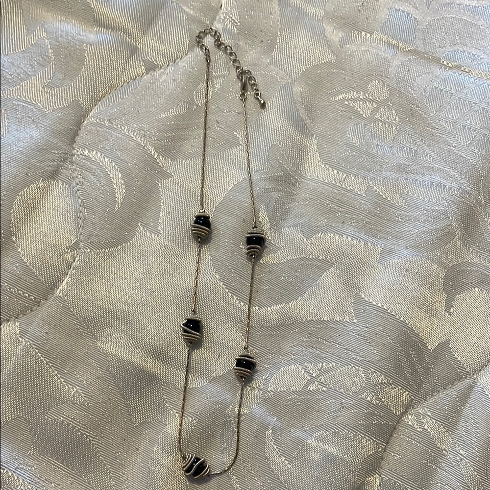 Elegant Black and Silver Beaded Necklace